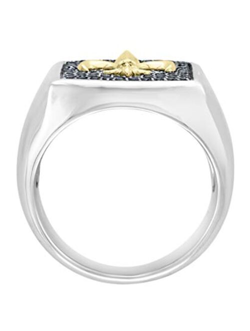 Effy 925 Sterling Silver & 18K Yellow Gold Black Sapphire Ring, 0.95 TCW IRL0M658S5