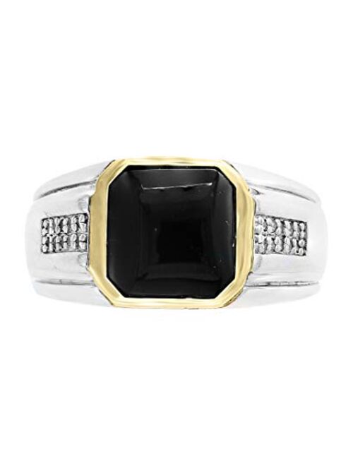 Effy 925 Sterling Silver & 18K Yellow Gold Onyx & Diamond Ring, 2.39 TCW HRM0L149DX