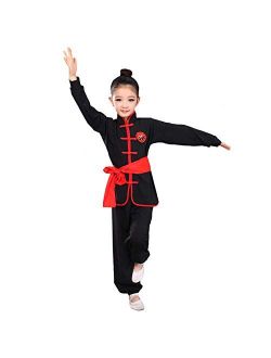ZHL&M Student Kids Tai Chi Uniforms Chinese Traditional Kung Fu Martial Arts Clothing for Boys and Girls Suit Uniforms Kimono, Solid Color
