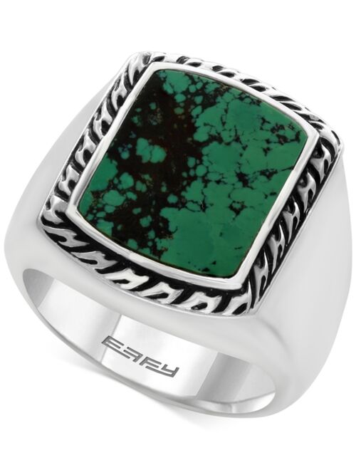 EFFY Collection EFFY® Men's Manufactured Turquoise Ring (3-9/10 ct. t.w) in Sterling Silver and Black Lacquer