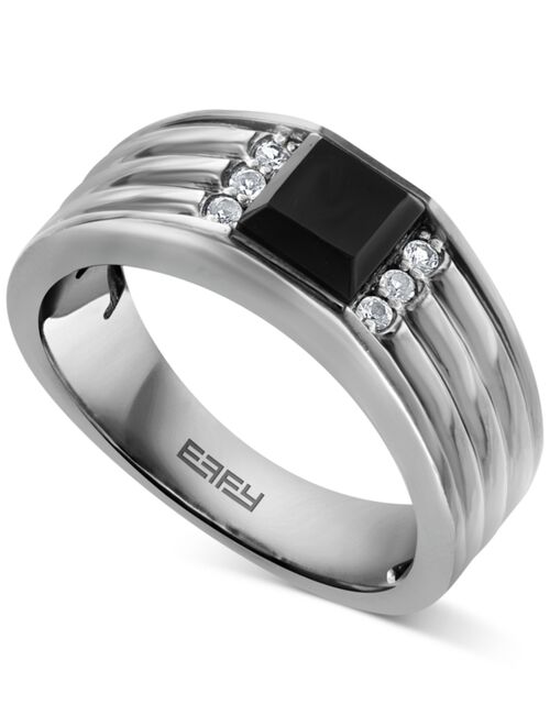 EFFY Collection EFFY® Men's Black Spinel & White Topaz (1-1/2 ct. t.w.) Ring in Sterling Silver