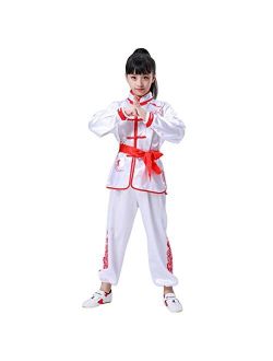Tqsdyy Kids Tai Chi Uniform Kung Fu Suit Chinese Chinese Martial Art Wing Chun Clothing Set Performance Wear for Boys and Girls White-100cm