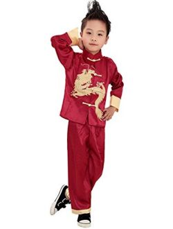 AvaCostume Traditional Chinese Boy Dragon Kung Fu Outfit Tang Costume