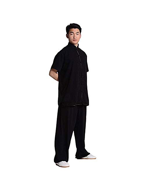ZooBoo Unisex Short Sleeve Taichi Uniform Summer Kungfu Clothing Cotton Blend Martial Art Sets