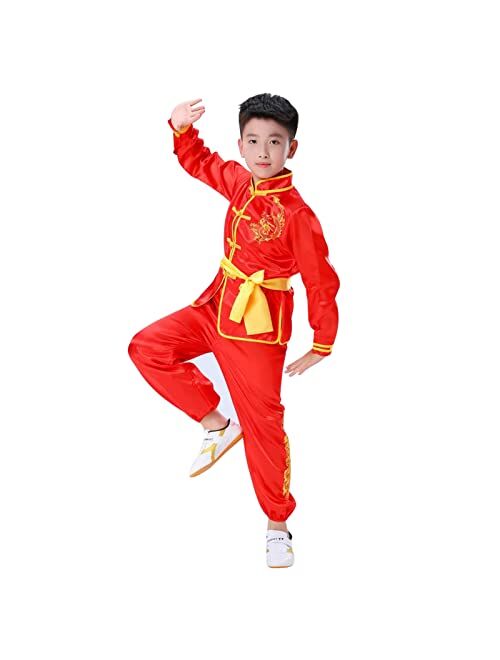 Wwldzsh Kids Tai Chi Uniform Kung Fu Suit Chinese Chinese Martial Art Wing Chun Clothing Set Performance Wear for Boys and Girls