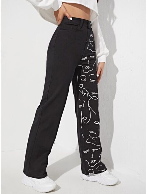 Shein High Waisted Figure Graphic Jeans