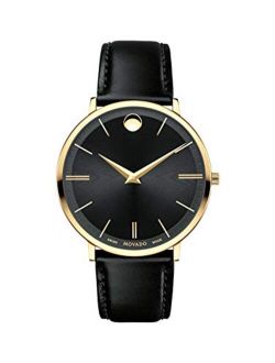 Men's Ultra Slim Yellow Gold Watch with a Printed Index Dial, Black/Gold (Model 607087)