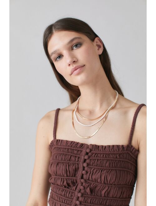 Urban Outfitters Pearl And Snake Chain Layer Necklace