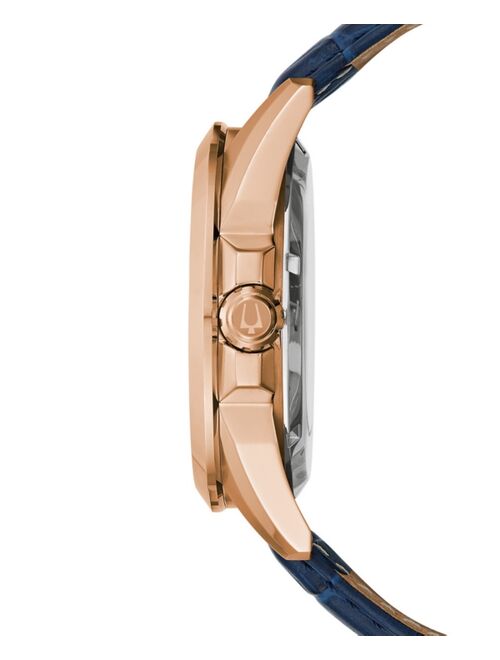 Bulova Men's Automatic Classic Sutton Blue Leather Strap Watch 46mm