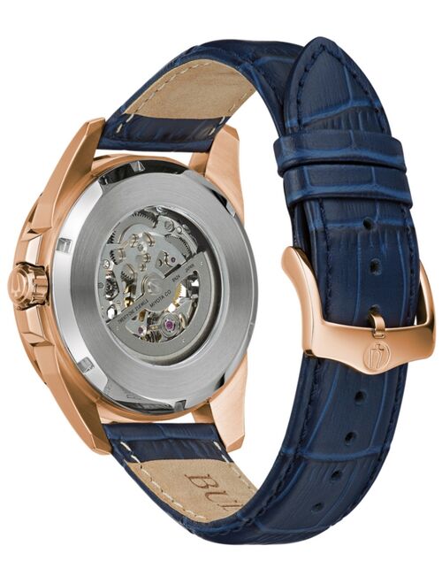Bulova Men's Automatic Classic Sutton Blue Leather Strap Watch 46mm