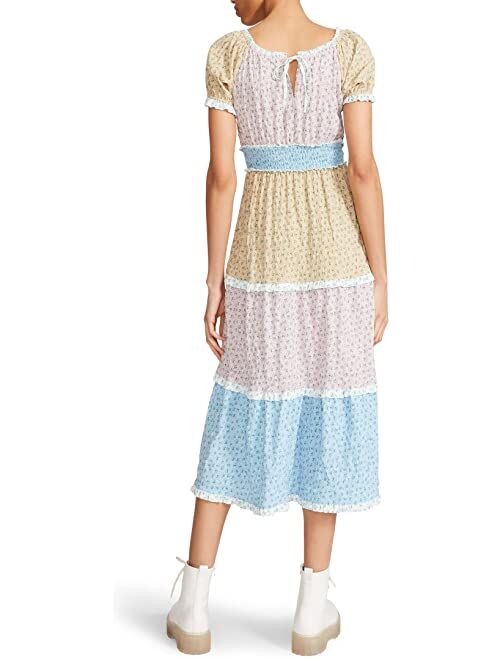 Betsey Johnson Color-Blocked Micro Ditsy Midi