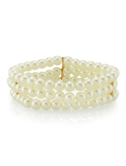 2028 Gold-Tone Simulated Pearl 3-Row  Bracelet