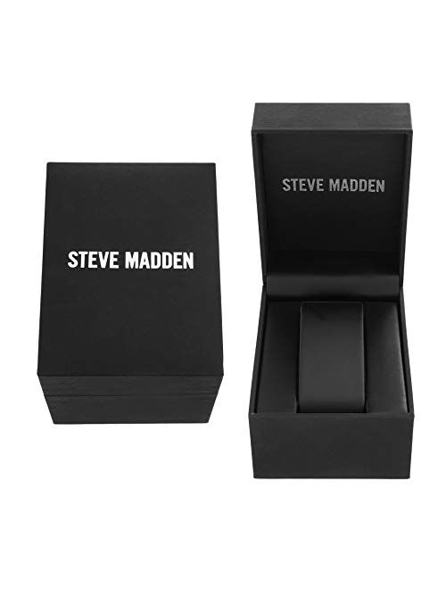Steve Madden Men's Quartz Stainless Steel Strap, Black, 0.76 Casual Watch (Model: SMW091G)