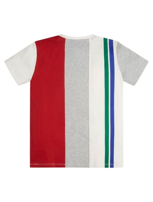 GUESS Big Boys Multi Stripe Organic Cotton Patch Logo T-shirt