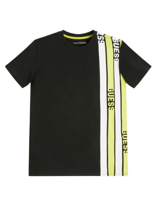 GUESS Big Boys Digital Print Logo Stripe Organic Jersey T-shirt