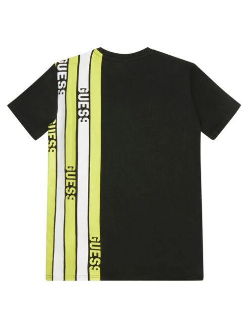 GUESS Big Boys Digital Print Logo Stripe Organic Jersey T-shirt