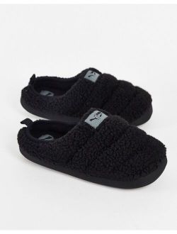 Scuff sherpa slippers in black