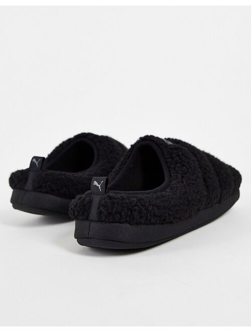 Puma Scuff sherpa slippers in black