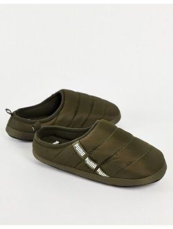 Scuff slippers in dark green