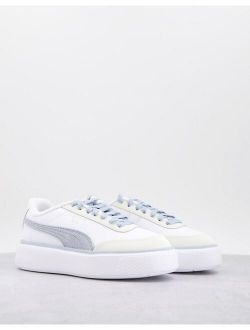 Oslo Maja suede sneakers in white and baby blue