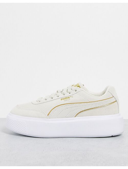 PUMA Oslo Maja leather sneakers in ivory glow and gold