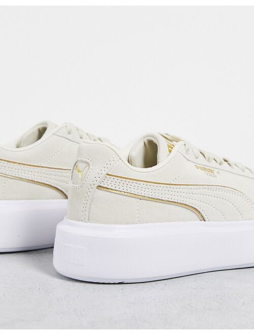 PUMA Oslo Maja leather sneakers in ivory glow and gold