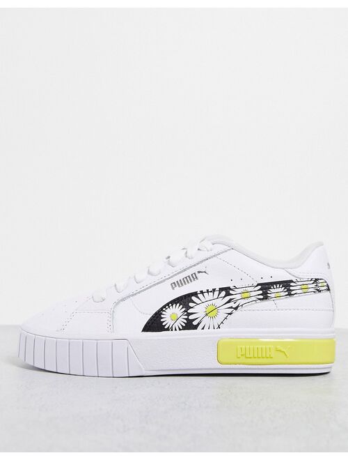 PUMA Cali Star sneakers with daisy print in white and yellow