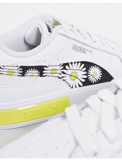 PUMA Cali Star sneakers with daisy print in white and yellow