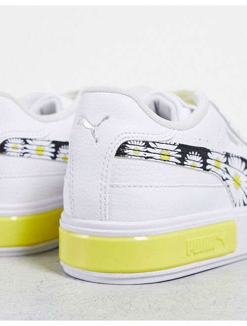 PUMA Cali Star sneakers with daisy print in white and yellow