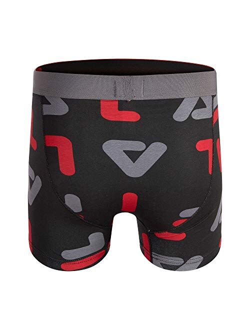 Fila Men's 3" No Fly Boxer Brief with Built in Pouch Support (2-Pack of Trunk Briefs)