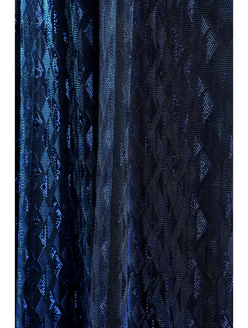 Lulus Beaming with Glam Blue Lurex Sleeveless Maxi Dress
