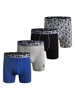 Men's 6" Boxer Briefs with Fly Front, 95% Cotton, 5% Spandex Briefs, 4-Pack