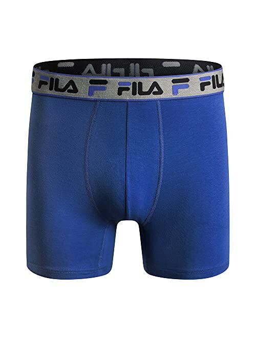 Fila Men's 6" Boxer Briefs with Fly Front, 95% Cotton, 5% Spandex Briefs, 4-Pack
