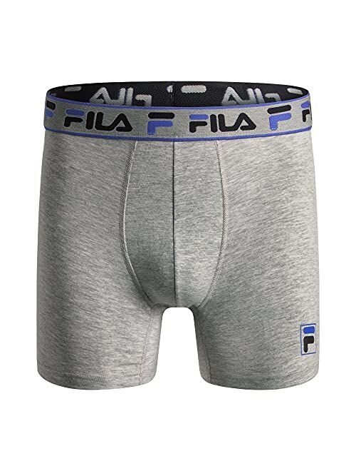 Fila Men's 6" Boxer Briefs with Fly Front, 95% Cotton, 5% Spandex Briefs, 4-Pack