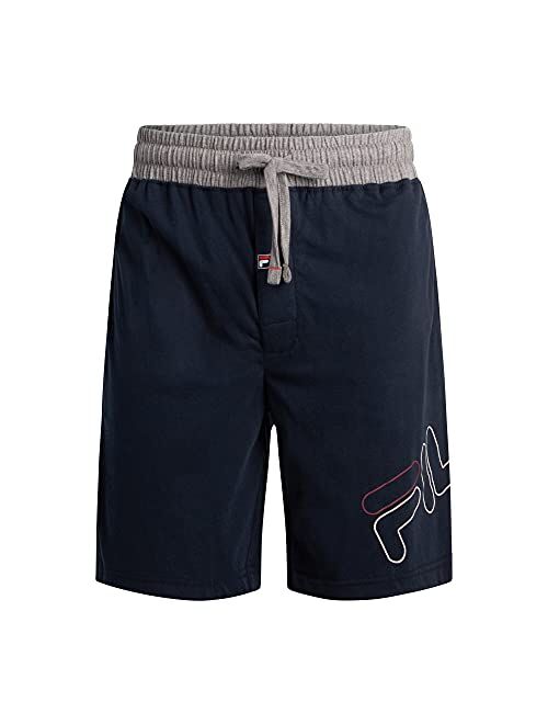 Fila Men's 100% Brushed Jersey Pajama Night Sleep Short, Various Pack Size Options (Single Pack or 2 Pack)