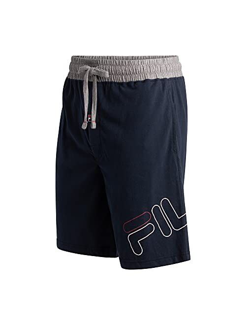 Fila Men's 100% Brushed Jersey Pajama Night Sleep Short, Various Pack Size Options (Single Pack or 2 Pack)
