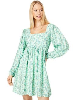 MOON RIVER Long Puff Sleeve Floral Dress