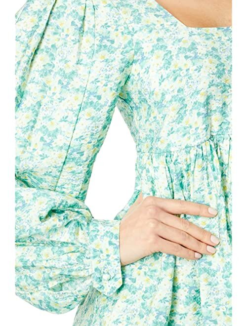 MOON RIVER Long Puff Sleeve Floral Dress