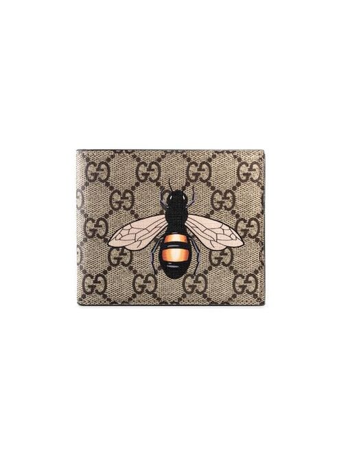 Gucci Bee print GG Supreme wallet