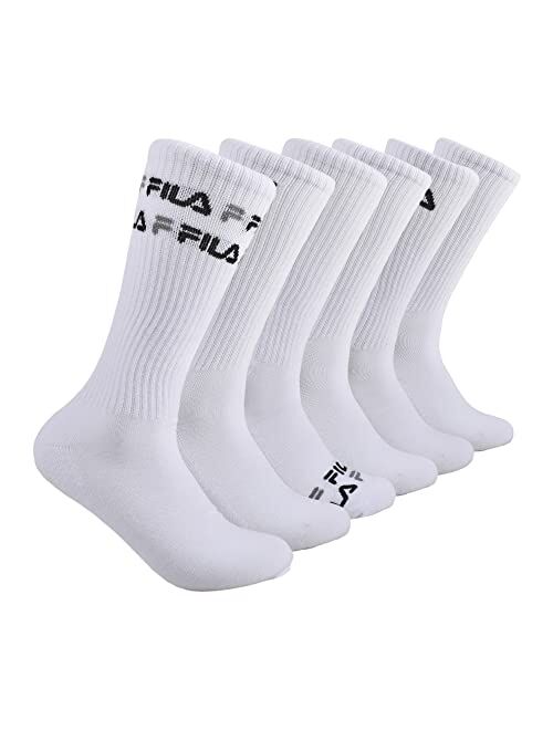 Fila Men's 6-Pack Multi Logo Half Cushion Crew Socks