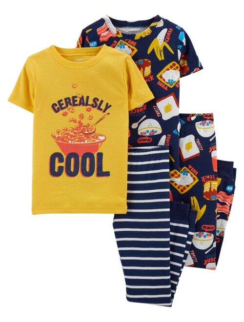 Carter's Big Boys 4-Piece Breakfast Snug Fit T-shirt and Pajama Set