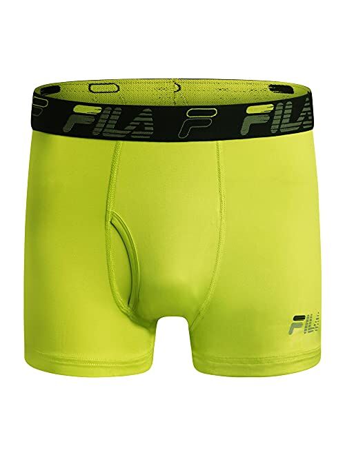 Fila Men's 4" Trunk Front Fly, 90% Polyester 10% Spandex, 4-Pack