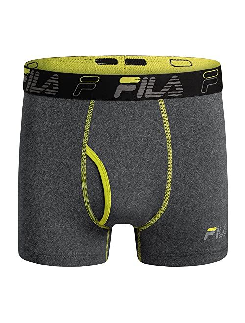 Fila Men's 4" Trunk Front Fly, 90% Polyester 10% Spandex, 4-Pack