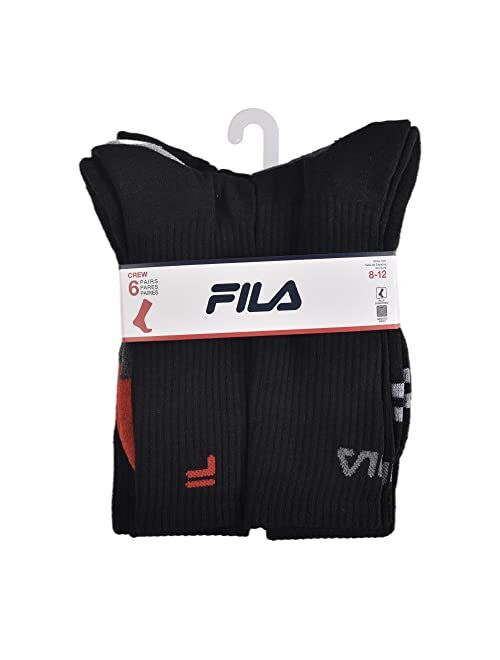 Fila Men's 6-Pack Color Block Stripes Half Cushion Crew Socks