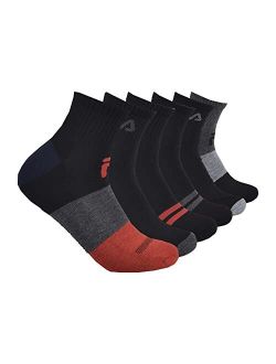 Men's 6-Pack Color Block Stripes Half Cushion Quarter Socks