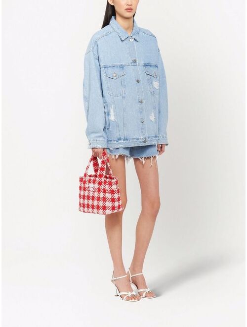 Miu Miu Houndstooth Check-print Terry Cloth Handbag