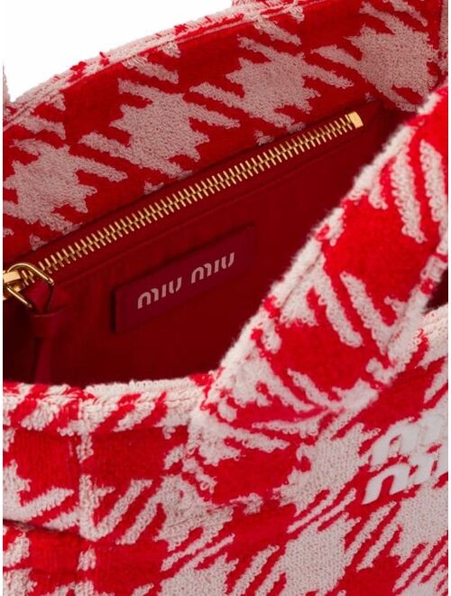 Miu Miu Houndstooth Check-print Terry Cloth Handbag