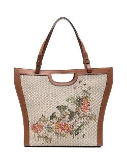 Alberta Ferretti Floral-Embroidered Tote Bag