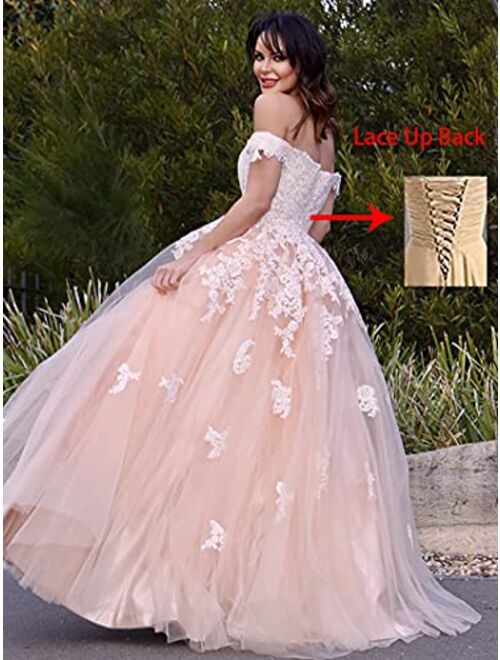 TRHTX Off Shoulder Tulle Quinceanera Dresses Ball Gowns Long Sweetheart Dresses for 15 16 Puffy Lace Prom Dresses WZY25