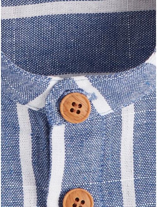 SHEIN Toddler Boys Striped Pattern Button Front Shirt